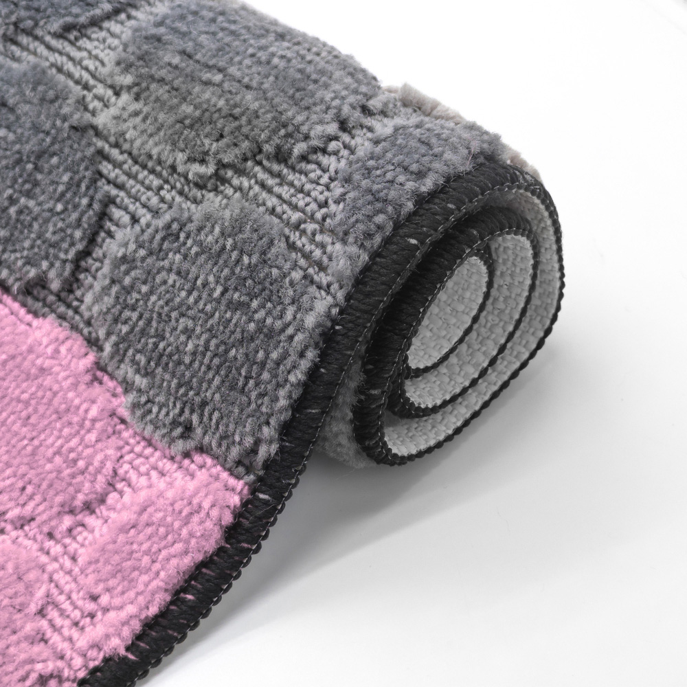 Velosso Hex Stripe Pink Bath Mat Set Image 3