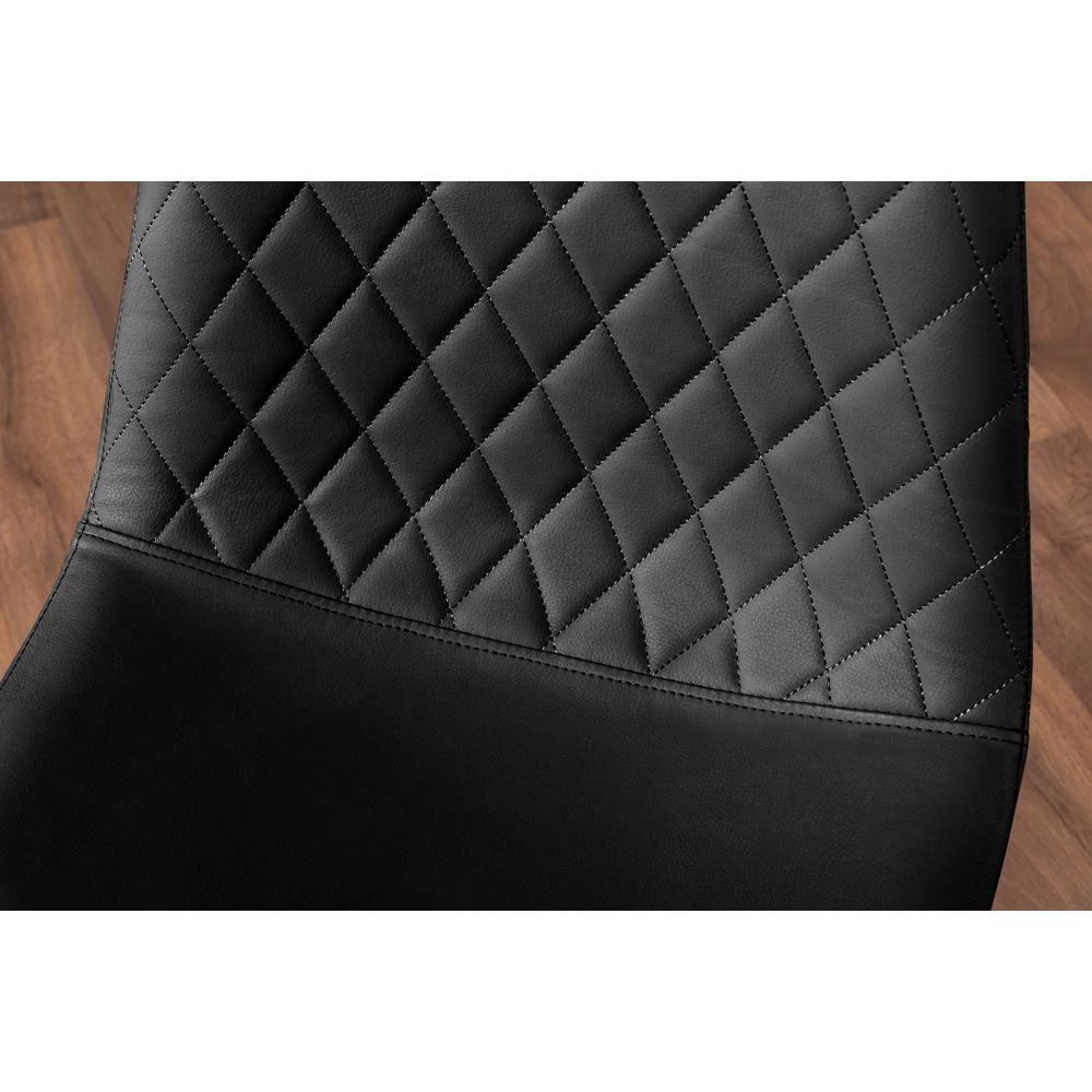 Furniturebox Solara Set of 2 Black Faux Leather Dining Chair Image 5
