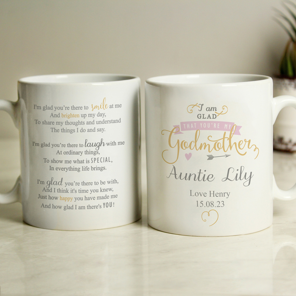 Personalised Memento Personalised I Am Glad Godmother Mug Image 3