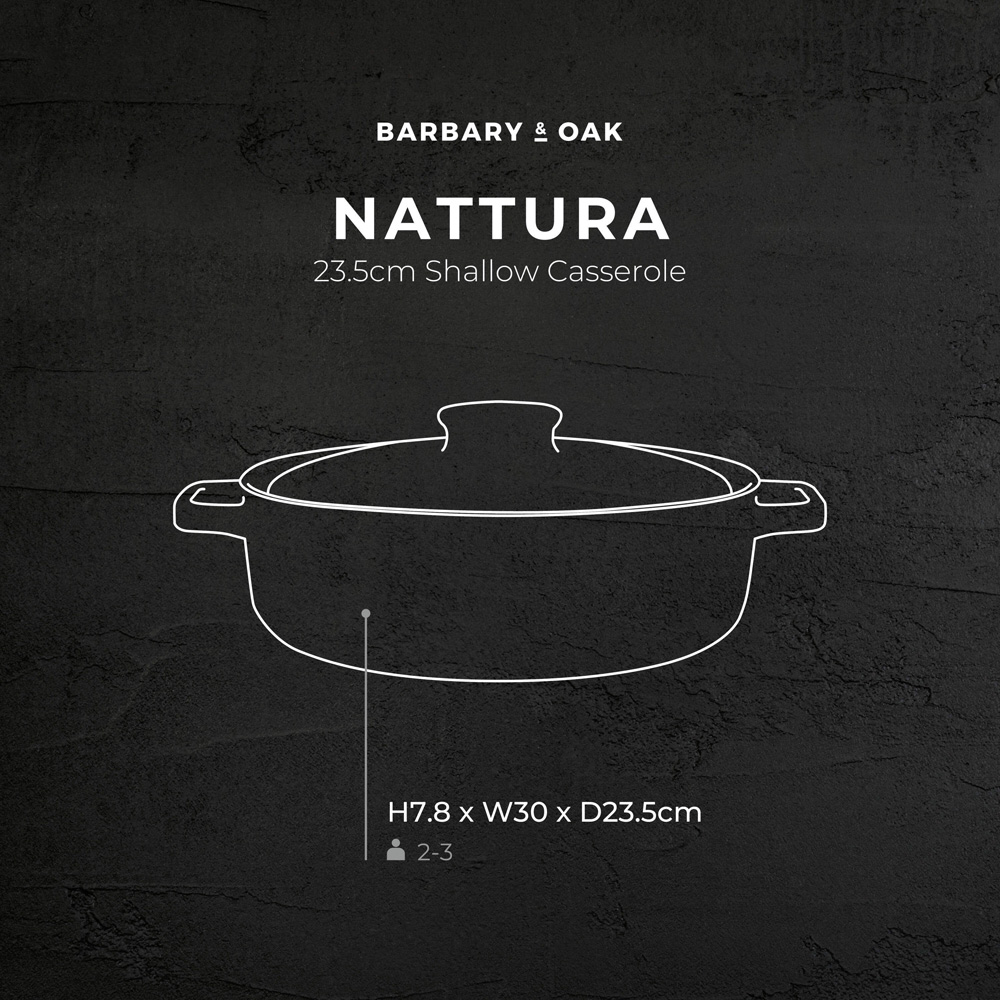 Barbary & Oak Nattura 23.5cm Cashmere Cast Iron Shallow Casserole with Lid Image 9