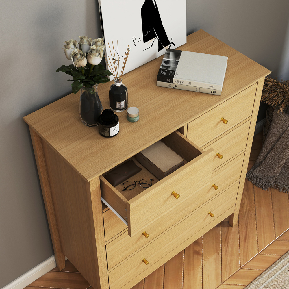 Core Products Henley 5 Drawer Oak Effect Wide Chest of Drawers Image 6