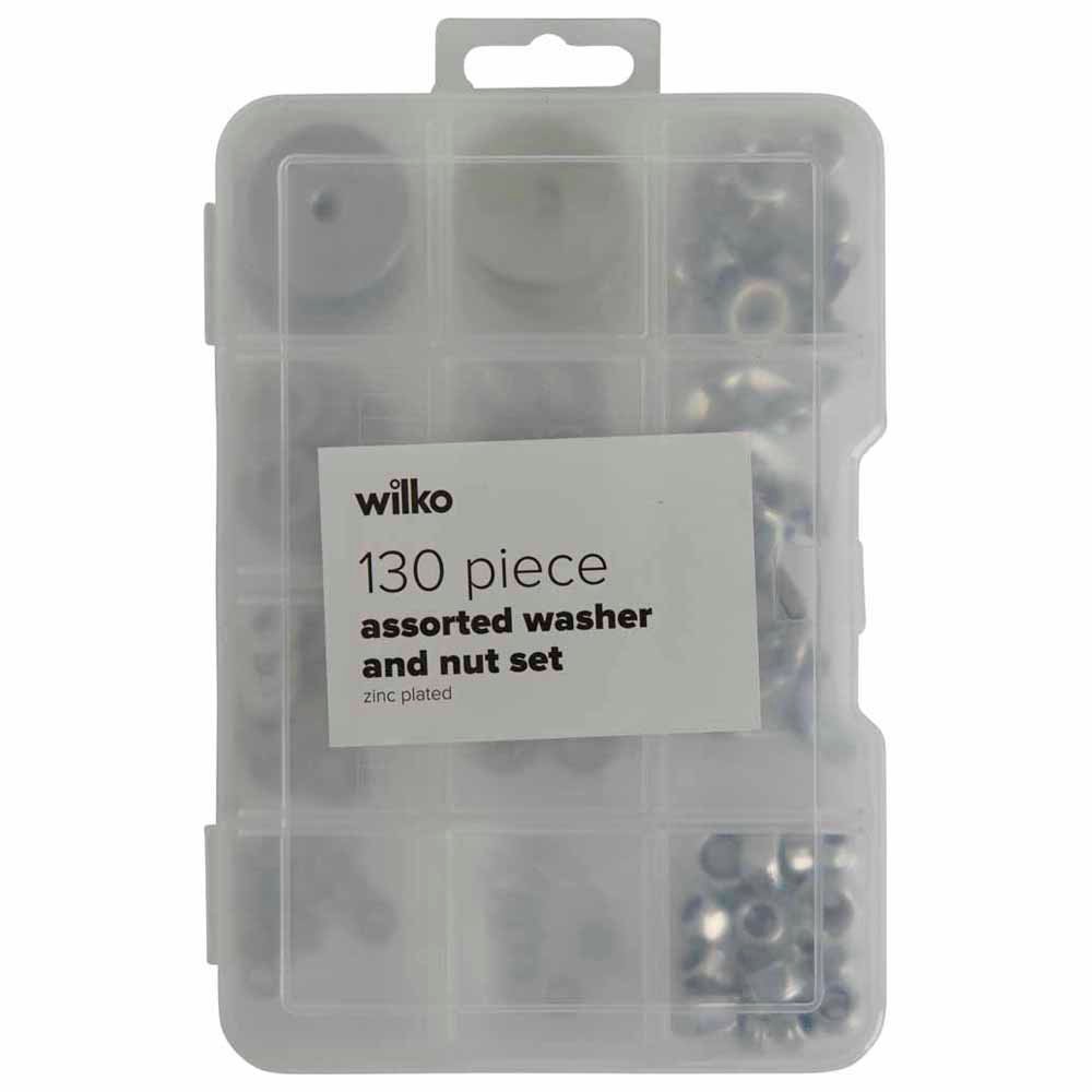 Wilko Assorted Washer and Nut Set 130 Pack Image 1