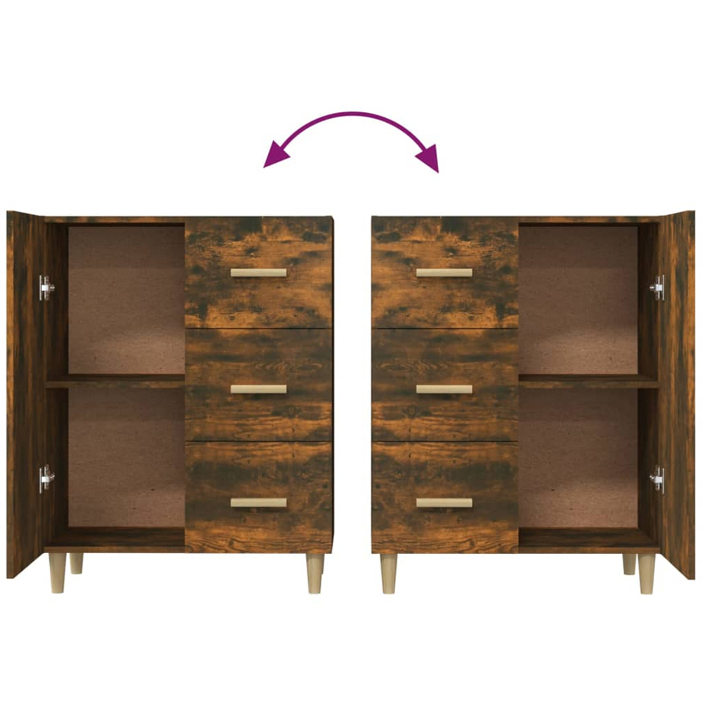vidaXL Single Door 3 Drawer Smoked Oak Sideboard Image 7