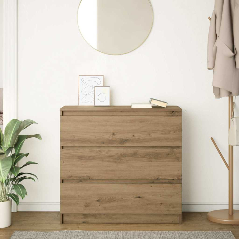 vidaXL 3 Drawer Artisan Oak Sideboard Image 3