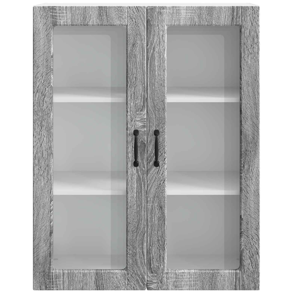 vidaXL 2 Glass Door Grey Sonoma Kitchen Wall Cabinet Image 4
