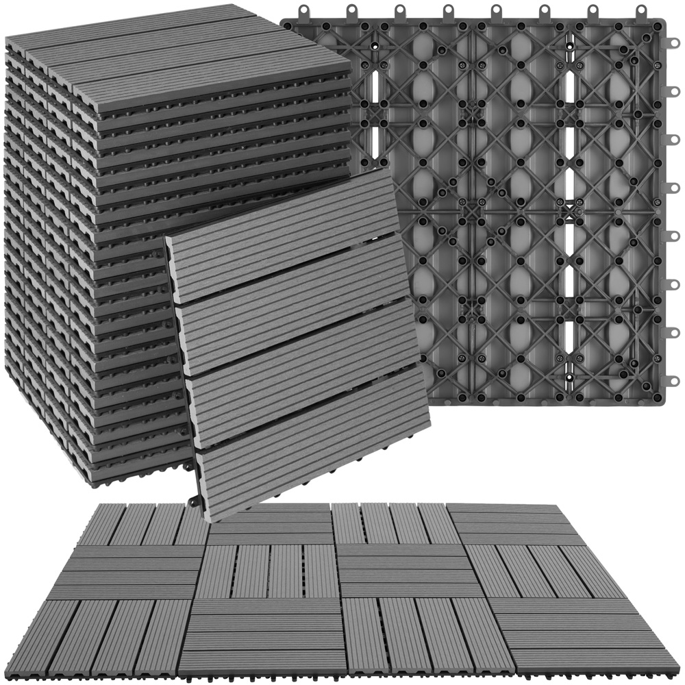 tectake Tegulas Grey Wood Lock Composite Decking 22 Pack Image 2