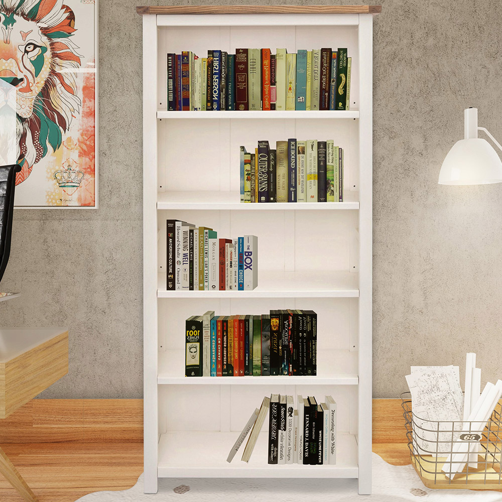 Lovere 5 Shelf Off White Bookcase Image 1