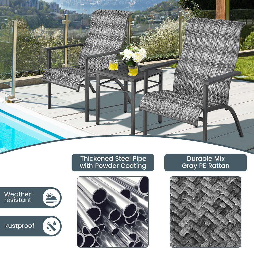 Costway 2 Seater Grey Bistro Furniture Set Image 6