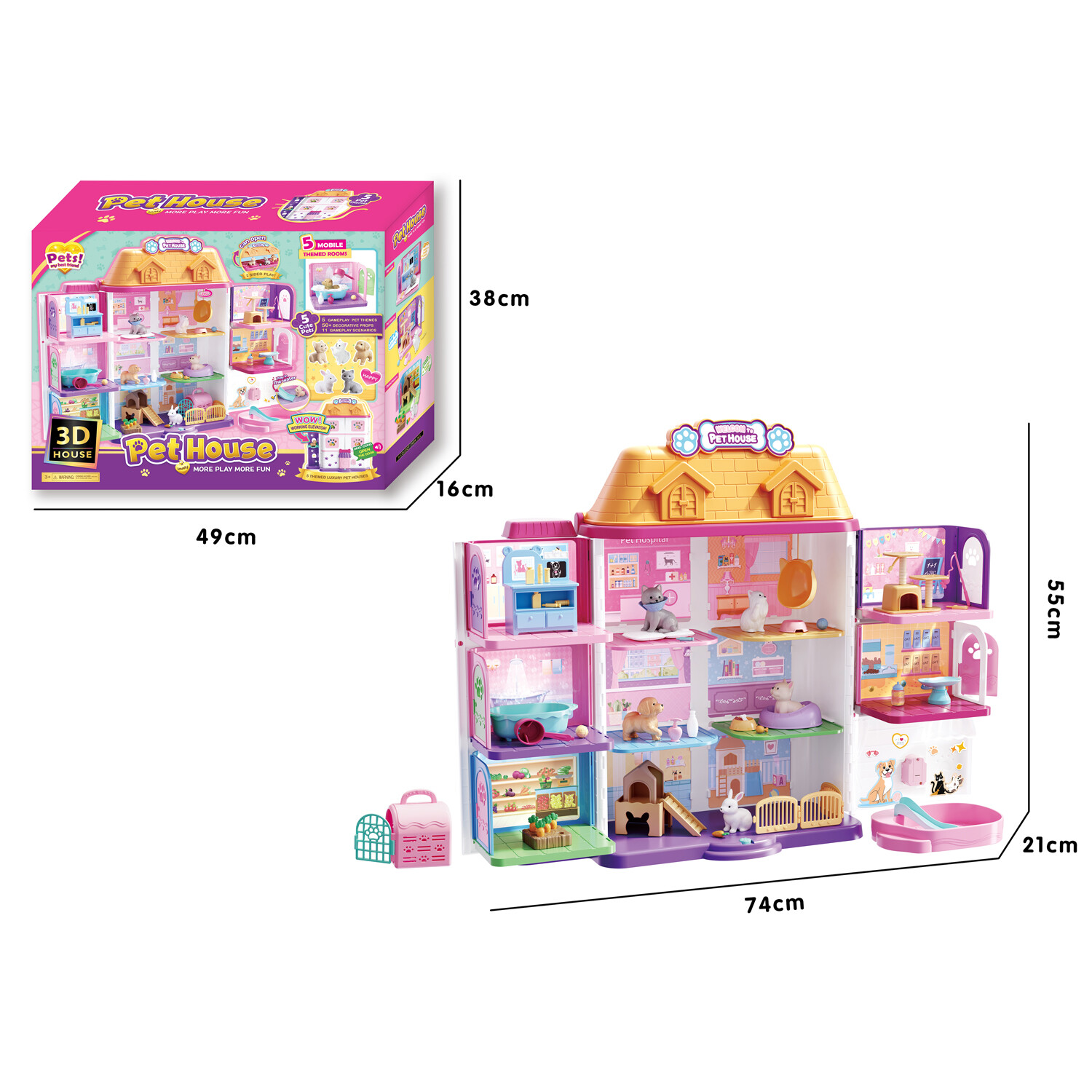 Kids Cute Pet House Playset - Multicolour Image 16