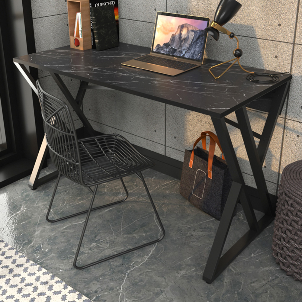 Decorotika Gyza Computer Desk Black Marble Effect and Black Image 1
