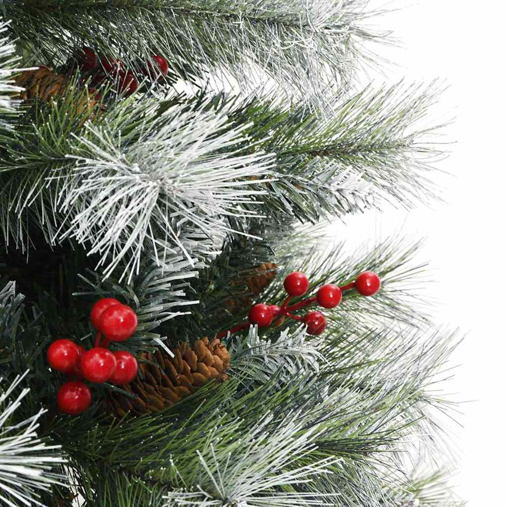 vidaXL Pre-Lit Pink Baubles Green Artificial Snow Flocked Christmas Tree 4ft Image 7