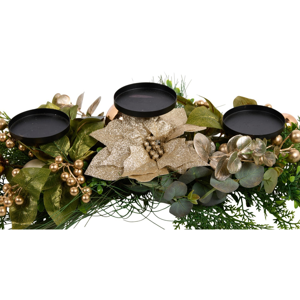Gold Poinsettia Candle Holder Image 2