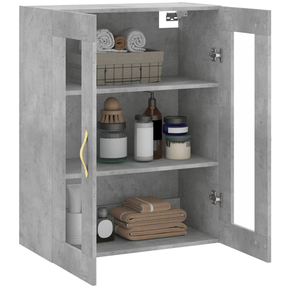 vidaXL 2 Glass Door Concrete Grey Wall Mounted Cabinet Image 5