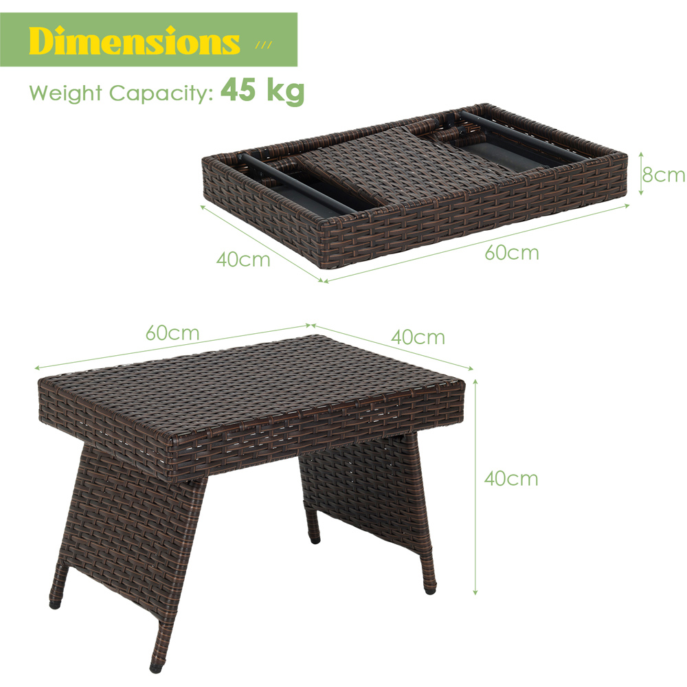 Costway Wicker Foldable Patio Coffee Table Image 9