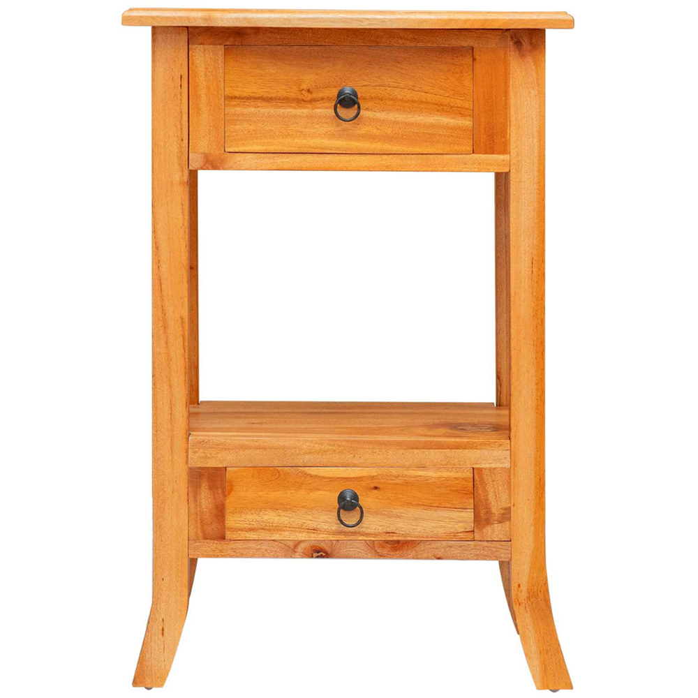 vidaXL 2 Drawer Single Shelf Natural Solid Mahogany Wood Console Table Image 5
