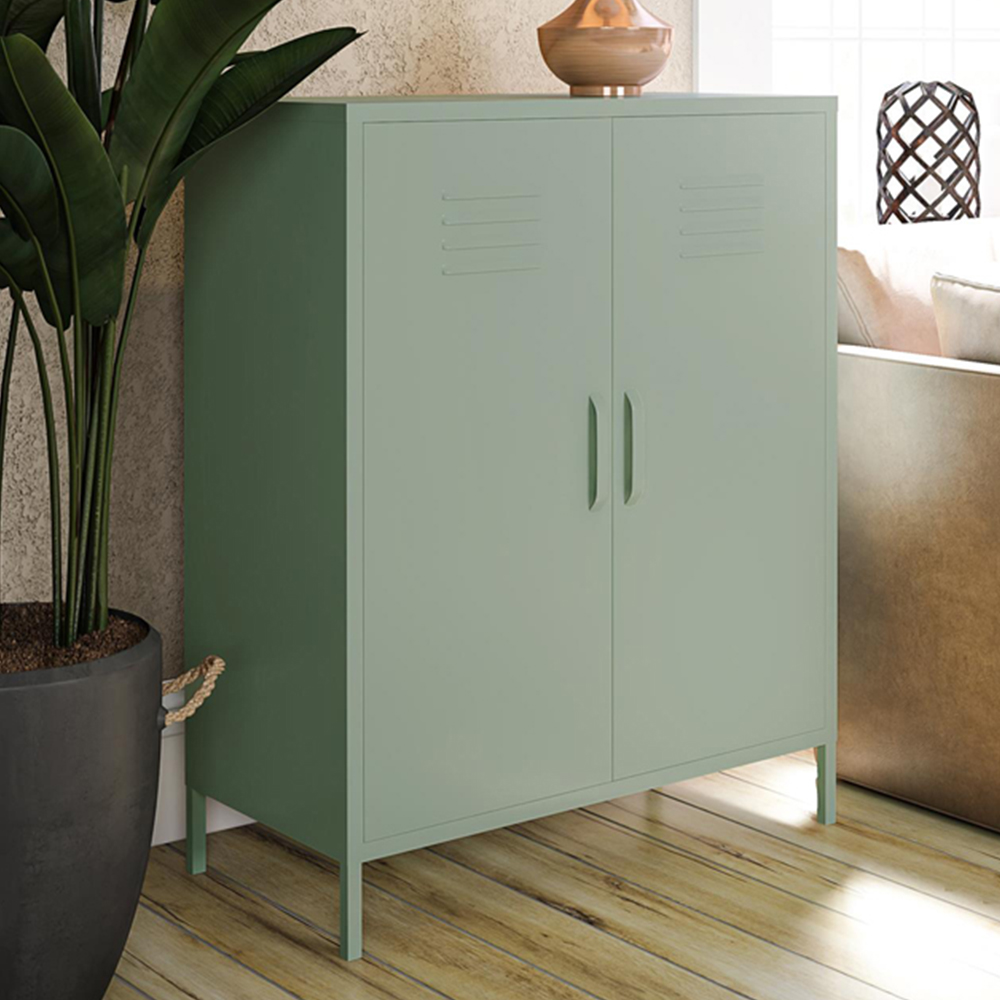 Dorel Mission District 2 Door 3 Shelf Painted Green Metal Storage Cabinet Image 1