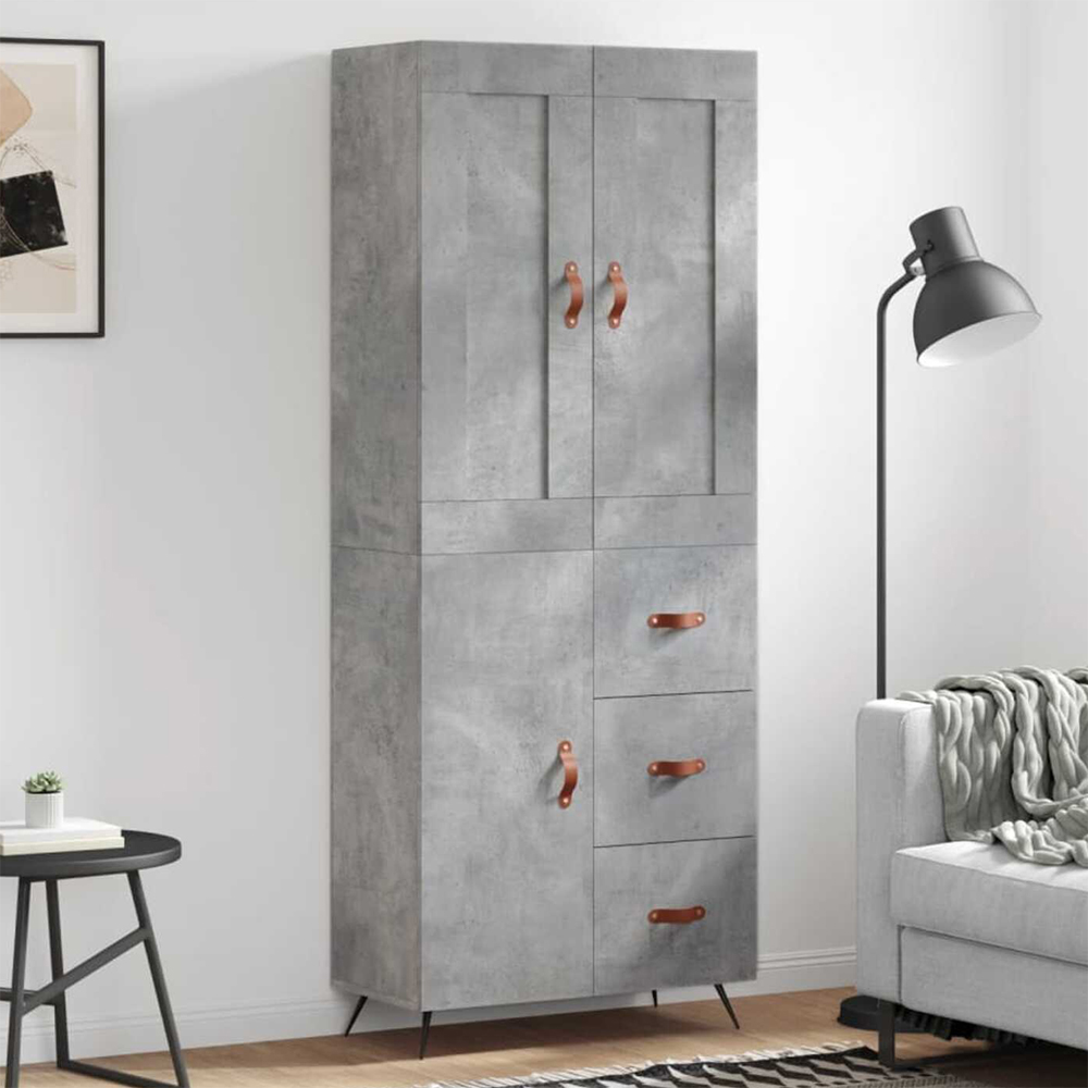 vidaXL 3 Door 3 Drawer Concrete Grey Highboard Image 1