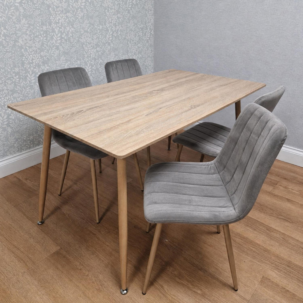 Kosy Koala 4 Seater Wood Effect Padded Dining Set Grey Image 4
