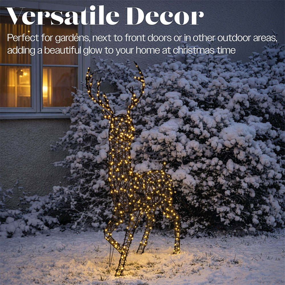 Xmas Haus 351 Warm White LED Brown Rattan-Effect Metal Deer Christmas Decoration 145cm Image 5