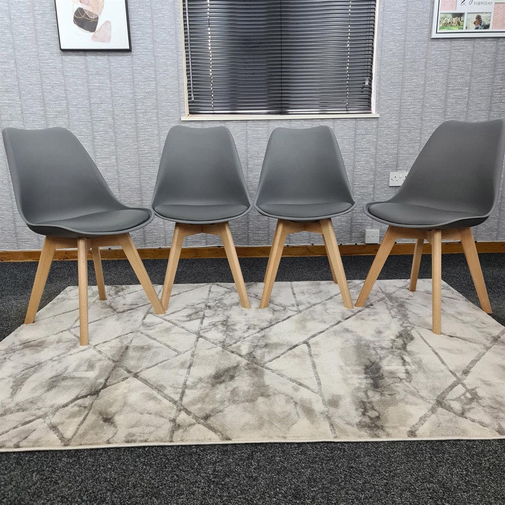 Kosy Koala 4 Seater Plastic Dining Table Set Oak Effect and Grey Image 3