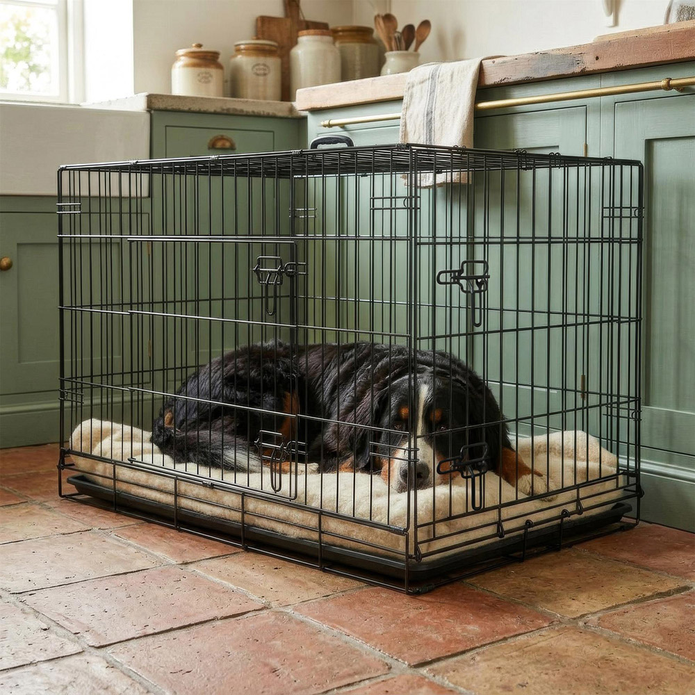 Harbour Housewares 2 Door Metal Dog Crate with Removable Tray Image 2