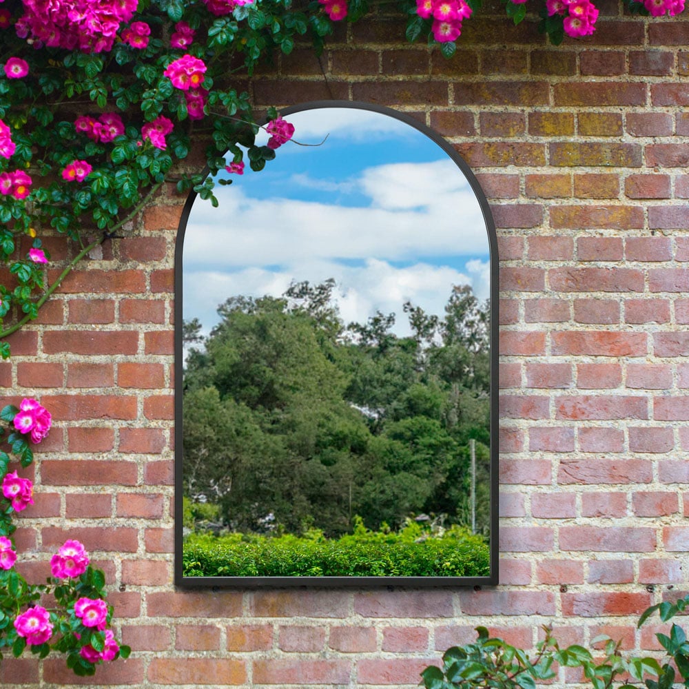 MirrorOutlet The Arcus Black Framed Arched Garden Wall Mirror 120 x 80cm Image 5