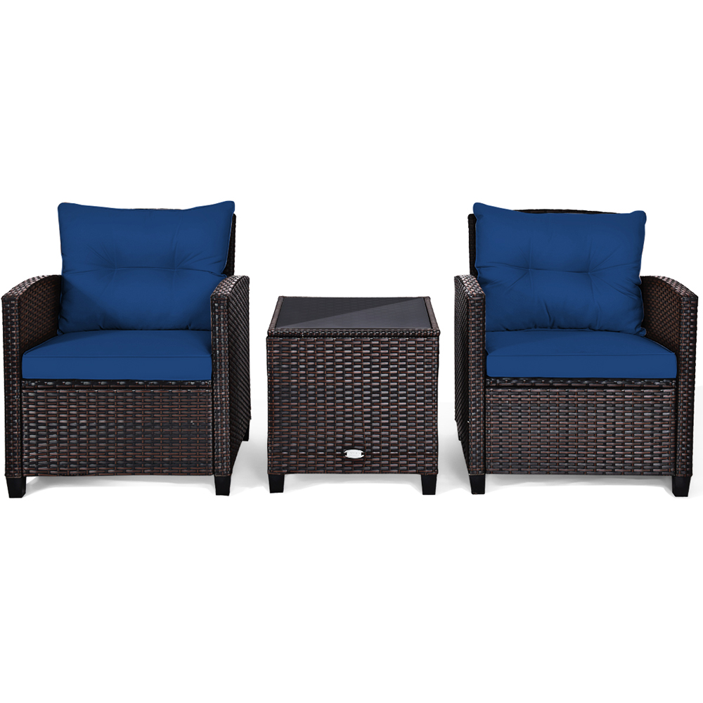 Costway 2 Seater Rattan Patio Bistro Set Navy Image 2
