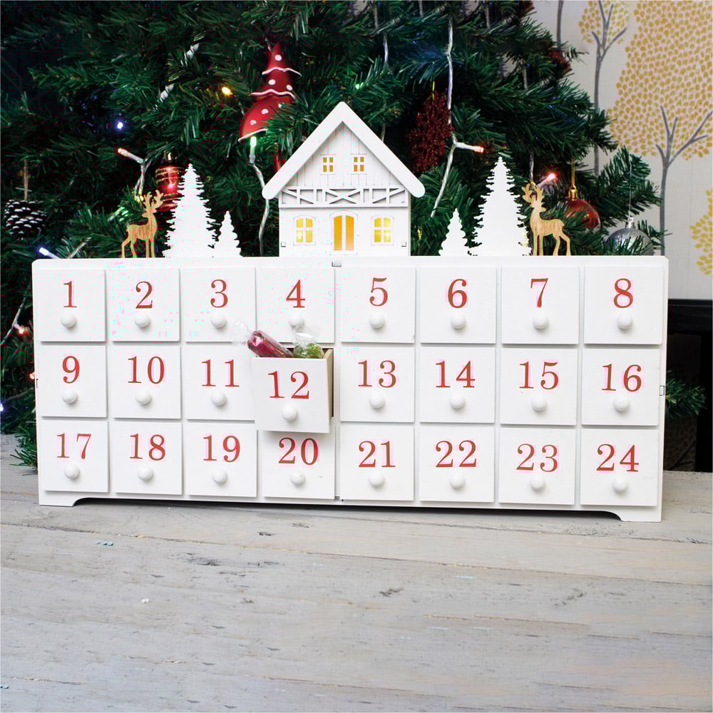 St Helens White Christmas Wooden Advent Calendar Image 3
