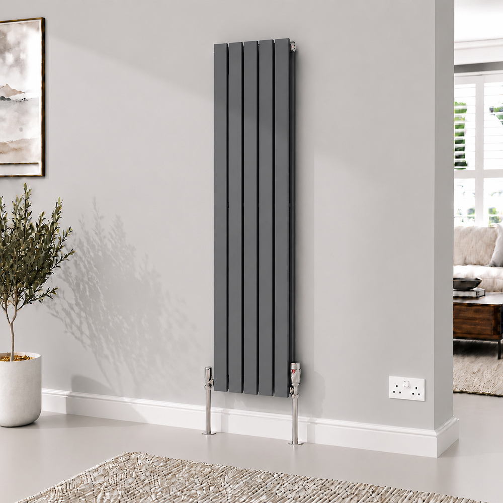 Go Bathrooms Perth Grey Vertical Flat Double Panel Radiator 1800 x 340mm Image 2