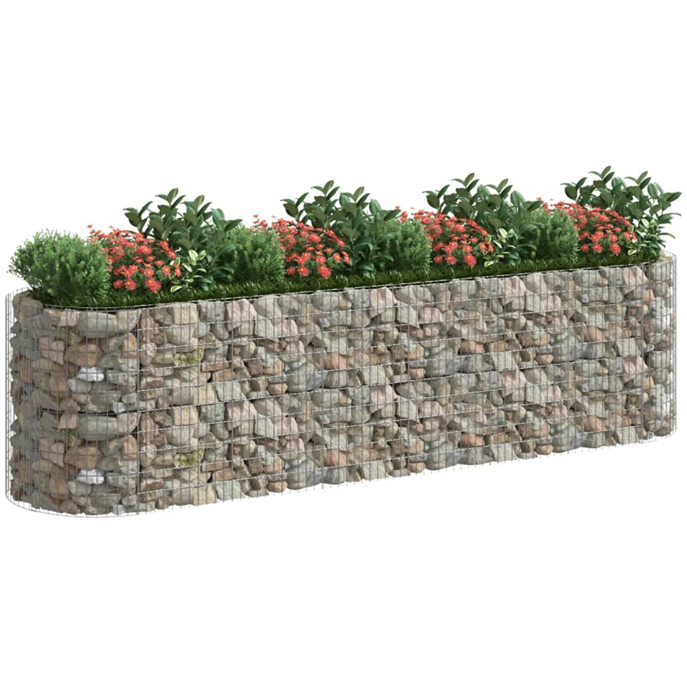 vidaXL Silver Galvanised Iron Gabion Raised Bed 400 x 100 x 100cm Image 2