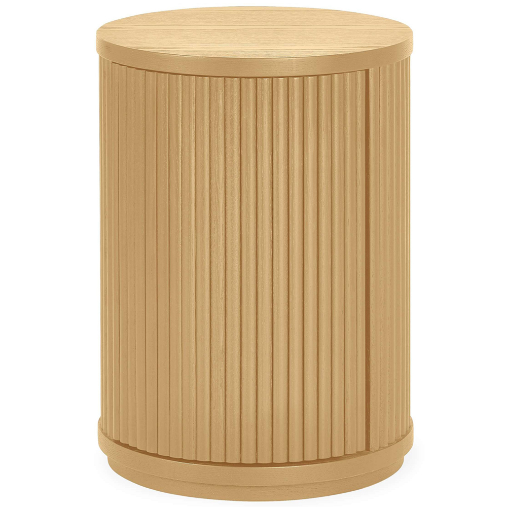Julian Bowen Louis Single Door Light Oak Effect Fluted Side Table Image 3