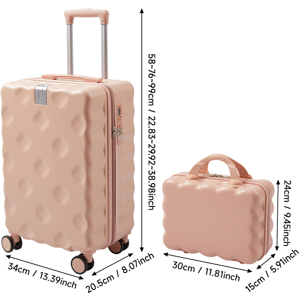 H&O Direct 2 Piece Light Pink ABS Hard Shell Suitcase Set with Spinner Wheels and USB Port Image 6