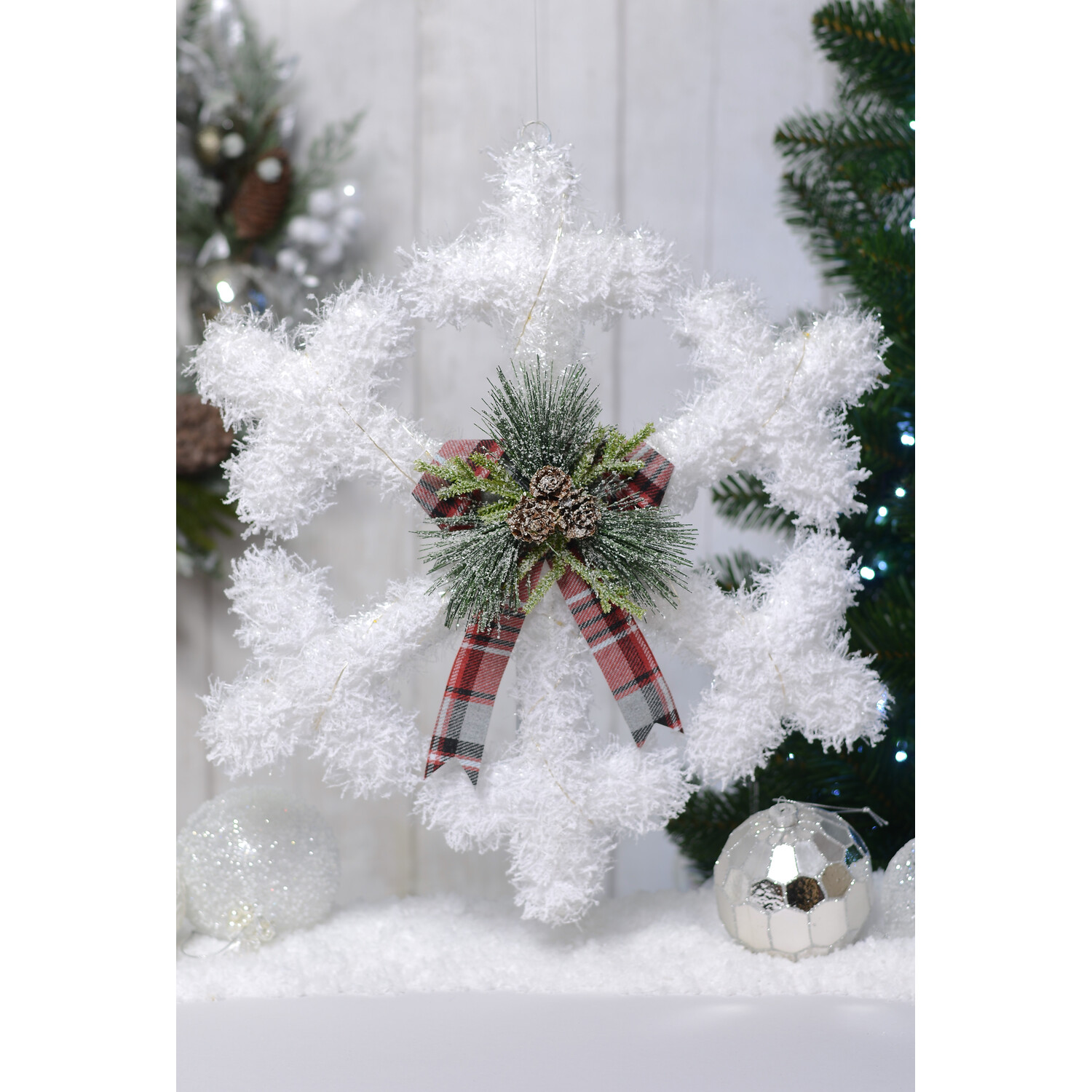 LED Hanging Snowflake - White Image 2