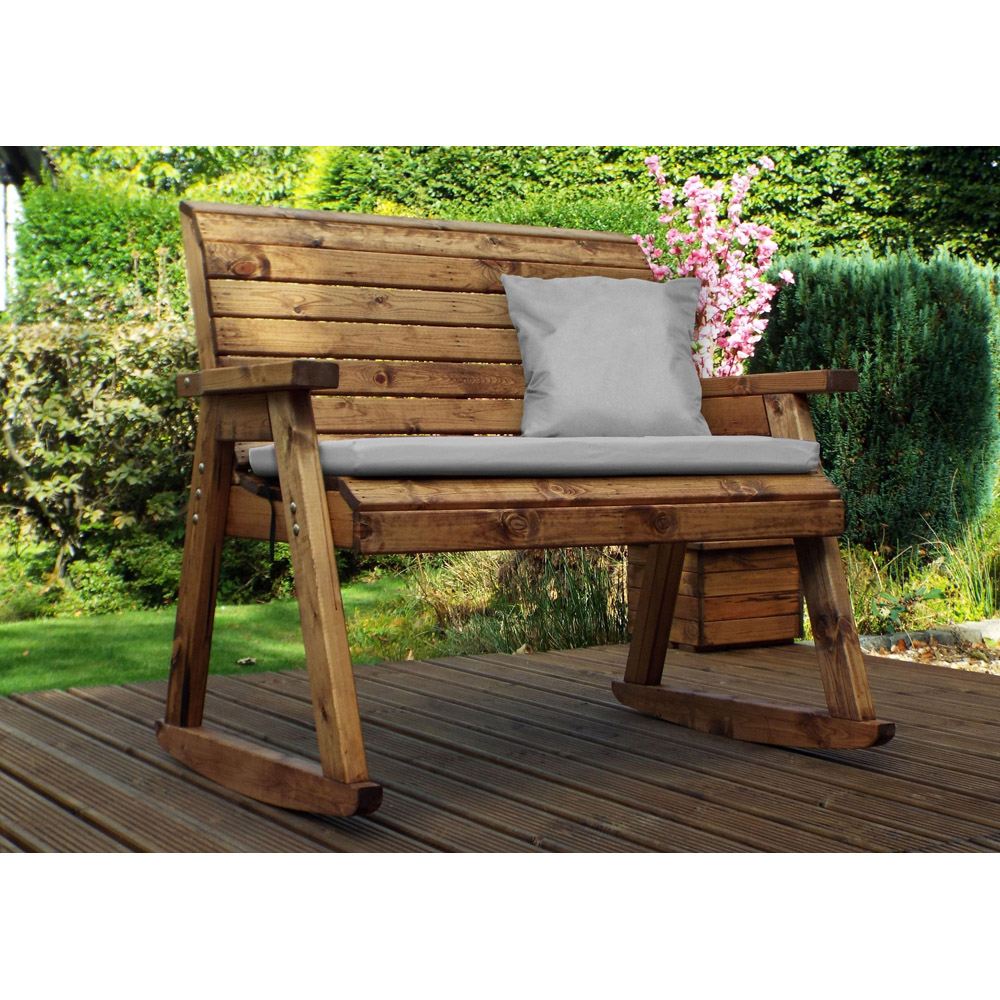 Charles Taylor 2 Seater Rocker Bench with Grey Cushions Image 2