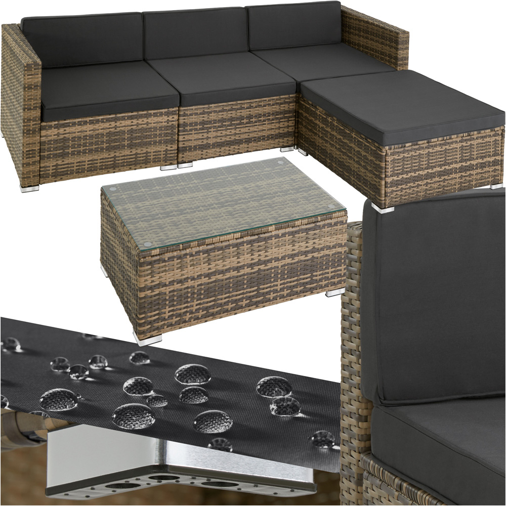 tectake Florence 4 Seater Natural Rattan Garden Lounge Set Image 2