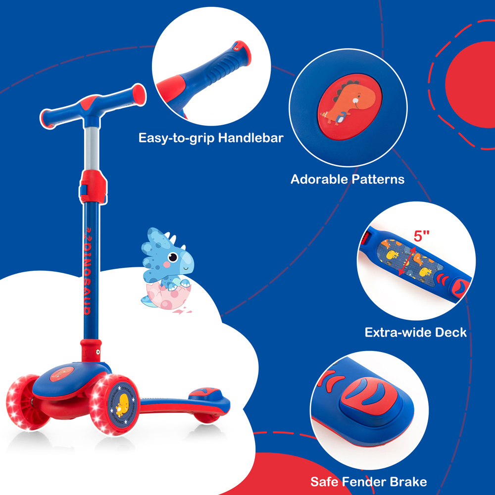 Costway Blue Kick Scooter with Extra Wide Deck Image 3