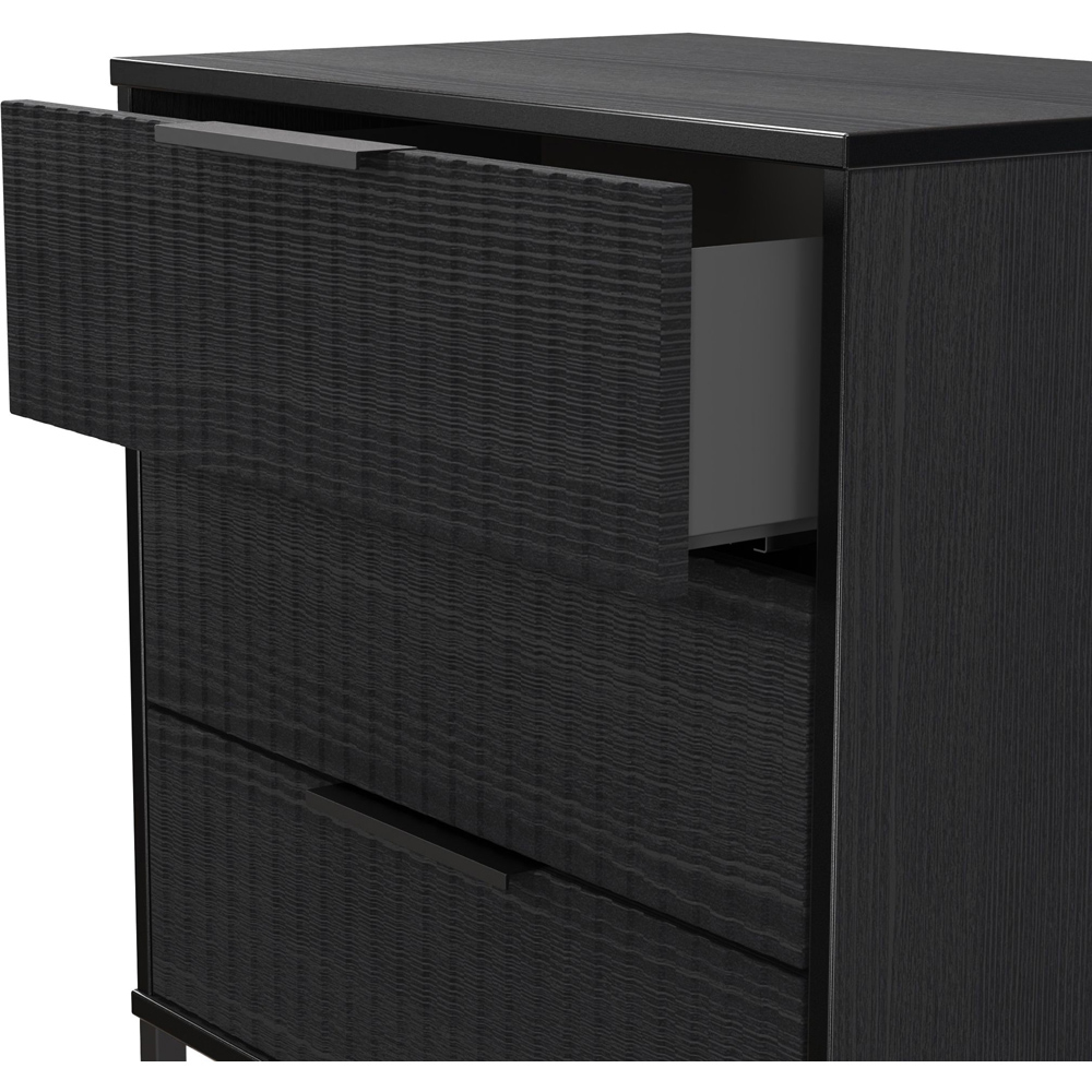 Crowndale Fluted 3 Drawer Black Ash Midi Chest of Drawers Ready Assembled Image 6