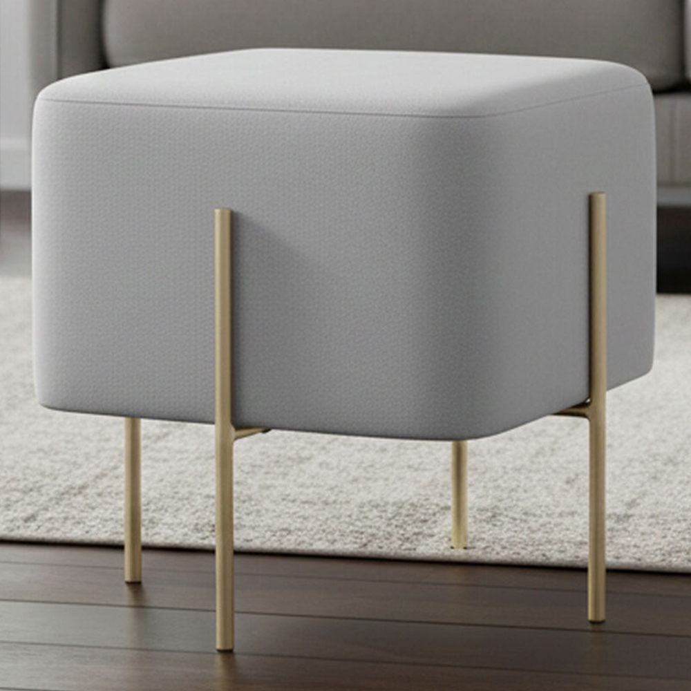 Premier Housewares Hayes Grey Velvet Square Stool Image 1