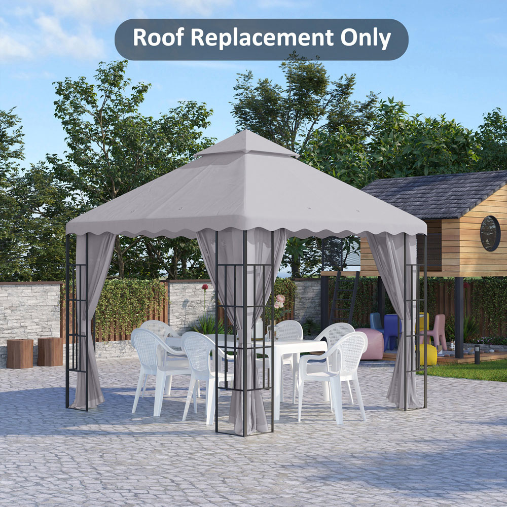 Outsunny 3 x 3m 2 Tier Light Grey Gazebo Canopy Replacement Cover Image 4
