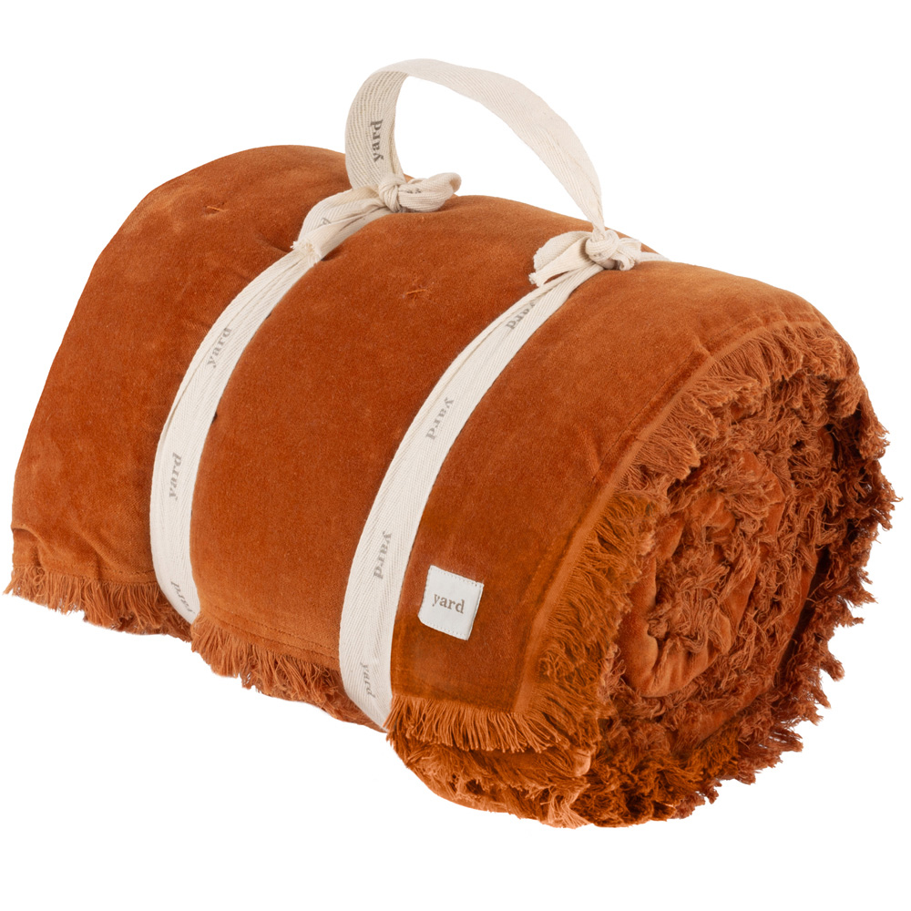 Yard Jaye Rust Cotton Velvet Filled Bedspread 140 x 220cm Image 6