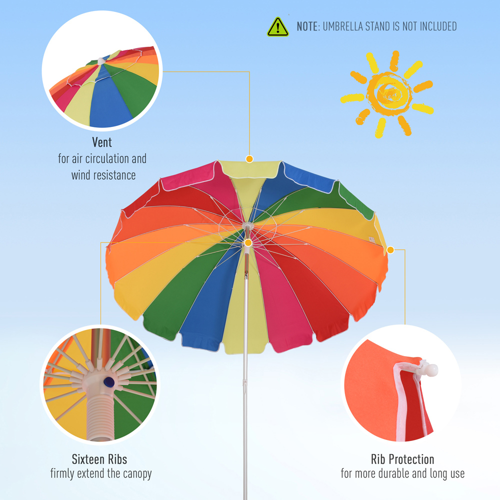 Outsunny Multicolour Adjustable Umbrella Parasol 2.4m Image 6