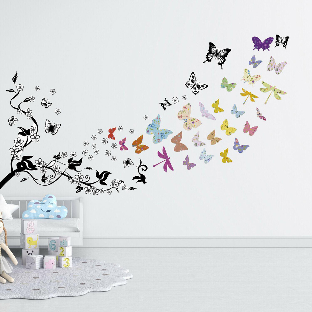 Walplus Kids Colourful Floral Butterfly Self Adhesive Wall Stickers Image 2