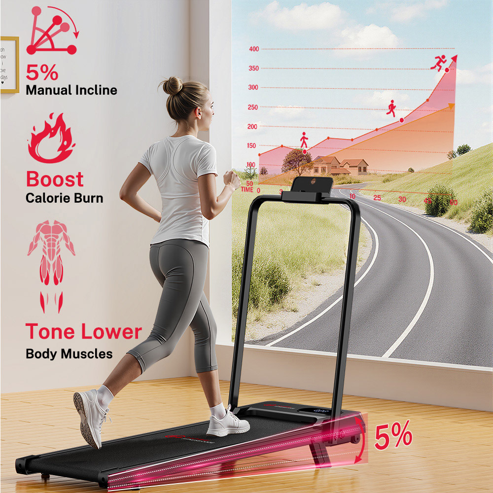 Rattrix Black Manual Incline Foldable Walking Treadmill Image 4