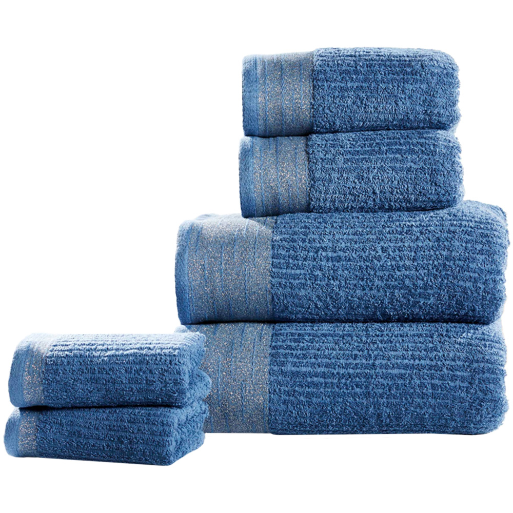 Rapport Home Mayfair Blue Ribbed Weave Cotton Bath Towel Image 1