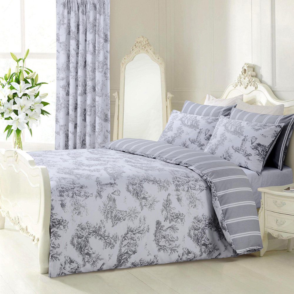 Velosso Toille King Size Grey Duvet Set Image 1