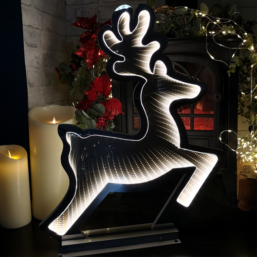 Samuel Alexander Infinity Light Up Leaping Reindeer Christmas Decoration 60cm Image 1