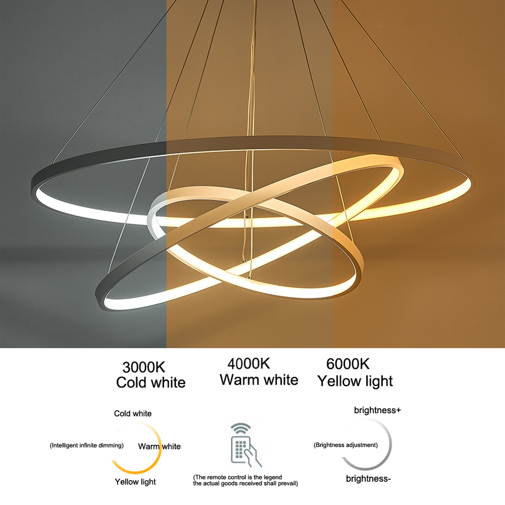 Living and Home 31 inch White 3 Tiered Pendant Ceiling Light with Remote Image 8