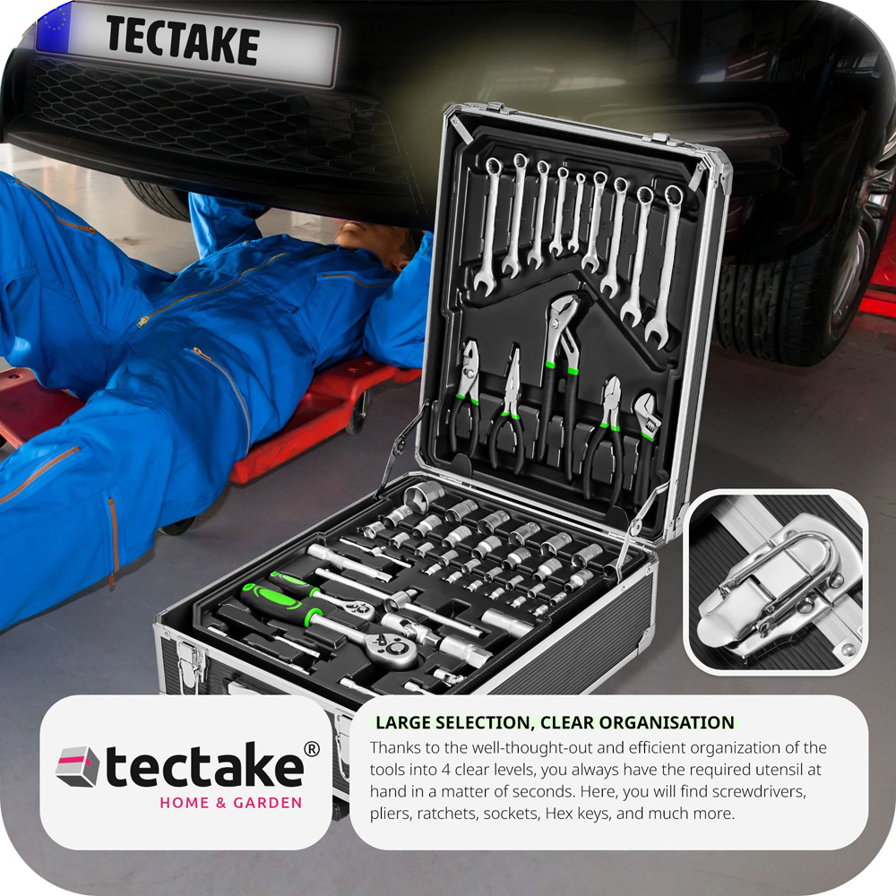 Tectake Black 1200 Piece Tool Box Set with Wheels Image 5