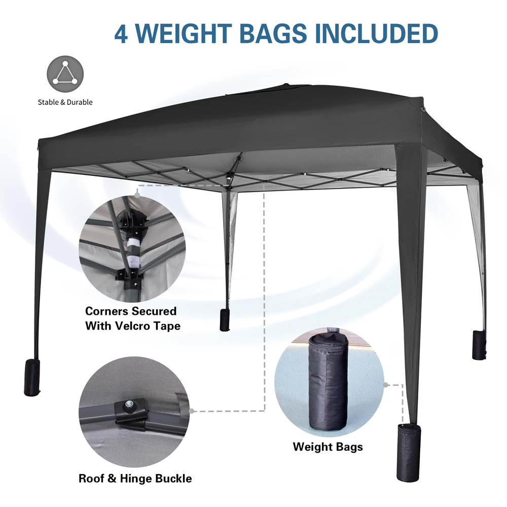 Black Pop Up Outdoor Gazebo 2 x 2m Image 9