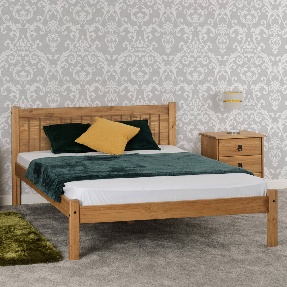 Seconique Maya Small Double Distressed Waxed Pine Bed Image 1
